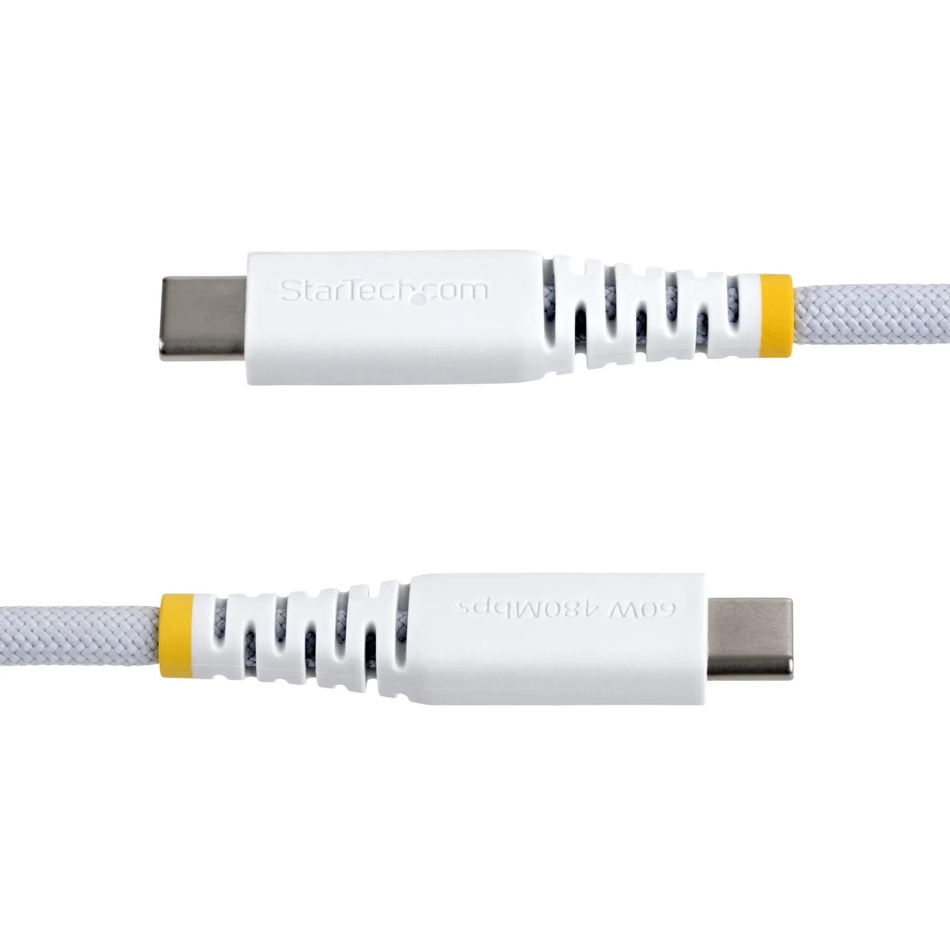 StarTech.com 30cm USB-C Ladekabel, 60W (3A) PD, Zweischichtiger Geflochtener Mantel aus Nylon-TPE, Robustes USBC Laptop Ladekabel, USB 2.0 Schnellladekabel, Weiß – Bild 3