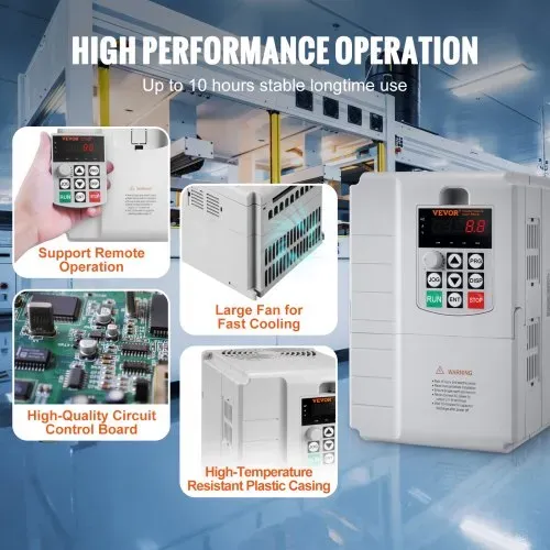 VEVOR Frequenzumrichter, Frequenzumwandler, Inverter, VFD, 7,5 kW, 34 A, 10 PS, 1-phasiger 220-V-Eingang auf 3-phasigen 220-V-Ausgang, zur Drehzahlregelung von dreiphasigen Motoren – Bild 4