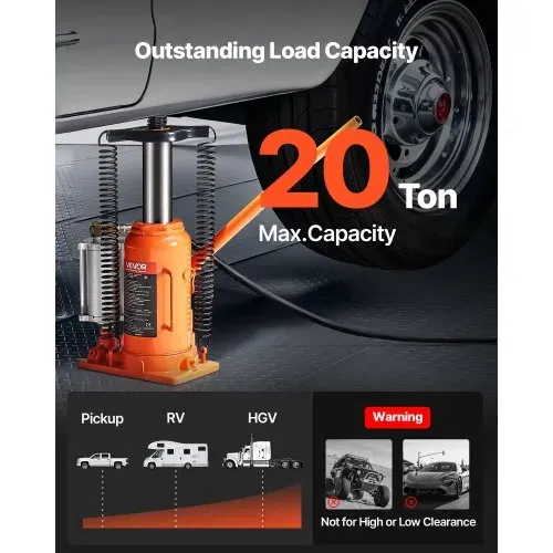 VEVOR pneumatischer Flaschenwagenhebr Wagenheber 20 t Kapazität 260–495 mm Hubbereich, lufthydraulischer/manueller Stempelwagenheber Wagenheber mit Pumpe für SUV Pickup Lkw Wohnmobil Autoreparatur VEVOR pneumatischer Flaschenwagenhebr Wagenheber 20 t Kapazität 260–495 mm Hubbereich, lufthydraulischer/manueller Stempelwagenheber Wagenheber mit Pumpe für SUV Pickup Lkw Wohnmobil Autoreparatur