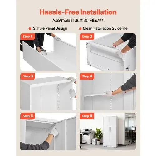 VEVOR Metall-Aufbewahrungsschrank 175 cm Abschließbar, Aktenschrank mit 4 Verstellbaren Einlegeböden & 2 Magnettüren & 2 Schlüsseln & 5 Ablagen Ideal für Speisekammer Lager Keller, Werkzeugschrank – Bild 6
