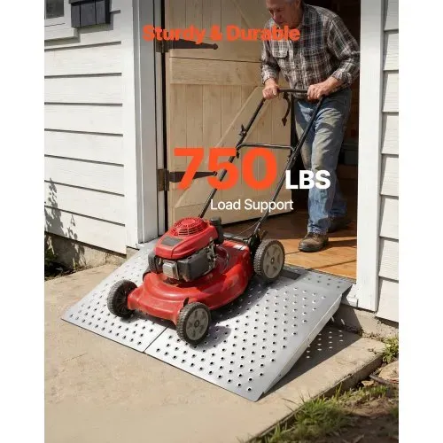 VEVOR 2x Schwellenrampe 750x617mm, 340,2kg Belastbare Rollstuhlrampe für Max. 165mm Höhe, Rutschfeste Auffahrschiene aus Alu, Stabile Auffahrrampe für Rollstuhl Scooter Türschwelle Bordsteine Treppen – Bild 2