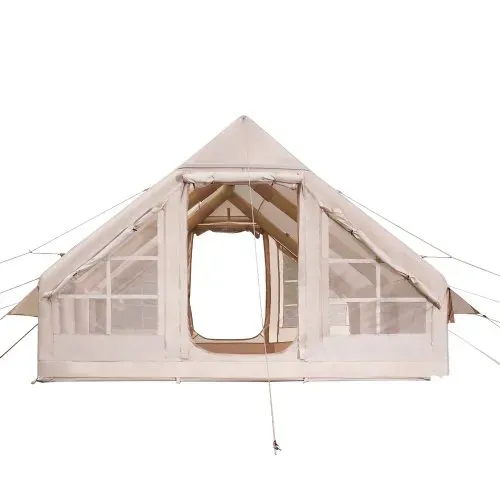 VEVOR Aufblasbare Zelte für Camping 4x3x2 m, 5–8 Personen, 300D Oxford Glamping-Zelt mit Ofenanschluss, Handpumpe 2 Türen & 4 Netzfenstern, inkl. Aufbewahrungstasche für einfachen Transport – Bild 10