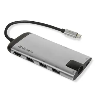 Verbatim 49142 laptop-dockingstation & portreplikator USB 3.2 Gen 1 (3.1 Gen 1) Type-C Schwarz, Silber Verbatim 49142 laptop-dockingstation & portreplikator USB 3.2 Gen 1 (3.1 Gen 1) Type-C Schwarz, Silber
