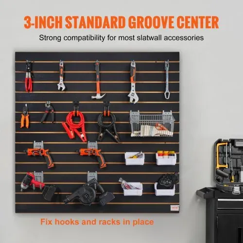 VEVOR 2er-Set Wandpanel Werkzeugwand 129,1x129,1cm Wandpaneel MDF Werkzeughalter Organizer, Lamellenwand Slatwall Stecktafel Pegboard Wandhalterung Ideal für Werkstatt Lager Keller Werkbank Garage – Bild 2