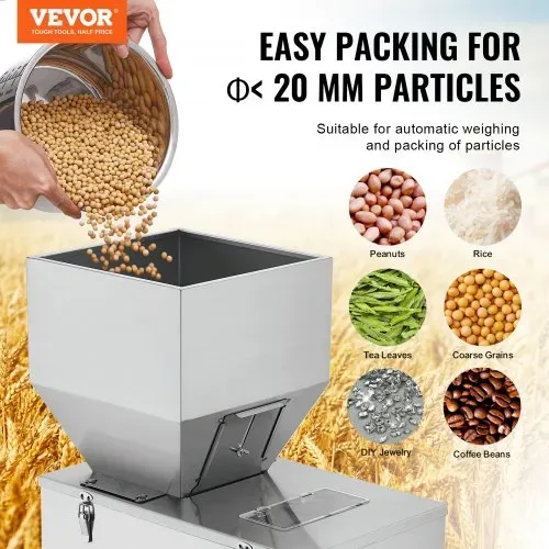 VEVOR Partikelfüllmaschine, 0,022–2,2 lbs/10–1000 g, automatische Füllmaschine mit Fußpedal, Wiegefüllmaschine aus Edelstahl, Wiegefüllmaschine für Bohnen, Samen, Körner, Tee, Granulatverpackung VEVOR Partikelfüllmaschine, 0,022–2,2 lbs/10–1000 g, automatische Füllmaschine mit Fußpedal, Wiegefüllmaschine aus Edelstahl, Wiegefüllmaschine für Bohnen, Samen, Körner, Tee, Granulatverpackung
