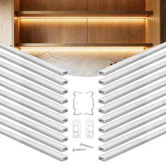 VEVOR LED Profil 20er-Pack 2 m, Eloxierte Aluminiumprofile mit Milchiger Abdeckung, Endkappen & Befestigungsclips, Kanäle, Diffusor für LED-Streifen, Ideal für Unterbau-Arbeitsplatten, U-Form VEVOR LED Profil 20er-Pack 2 m, Eloxierte Aluminiumprofile mit Milchiger Abdeckung, Endkappen & Befestigungsclips, Kanäle, Diffusor für LED-Streifen, Ideal für Unterbau-Arbeitsplatten, U-Form
