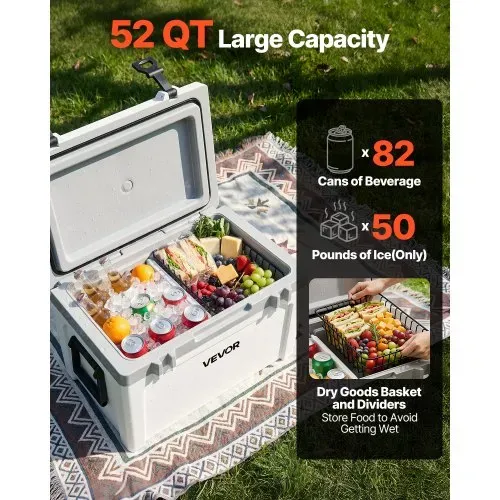 VEVOR Passive Kühlbox Eisbox 57,26 L, Isolierte Kühlbox Camping Thermobox 45-50 Dosen, Campingbox Kühlschrank mit einem Korb, Isolierung Kühlbox Tragbar, Eistruhe Cooler Multifunktional – Bild 2