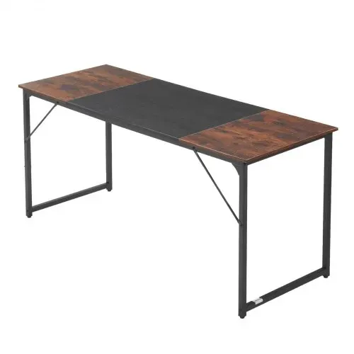 VEVOR Computertisch Bürotisch Schreibtisch (160 x 60 cm Tischplatte), moderner Arbeitstisch mit Metallrahmen & 68 kg Tragkraft für Homeoffice Arbeitszimmer Schlafzimmer Wohnzimmer, Braun Schwarz – Bild 8