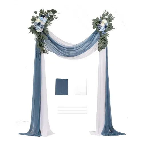 VEVOR Künstliches Blumenset für Hochzeit Bogen, blaue Blumen für Traubogen mit Vorhängen (4er-Set) – 2 Blumenarrangements, 2 transparente Vorhänge, für Zeremoniensträuße, Empfangshintergrunddekoration – Bild 8
