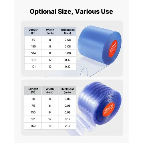 VEVOR PVC-Streifenvorhang, 30,8 x 0,3 m, Lamellenvorhang, Meterware, -20 °C bis 60 °C Vorhangstreifen für Türen von Supermärkten, Garagen, Lagerhallen, Scheunen & Tierställen, transparent – Bild 6