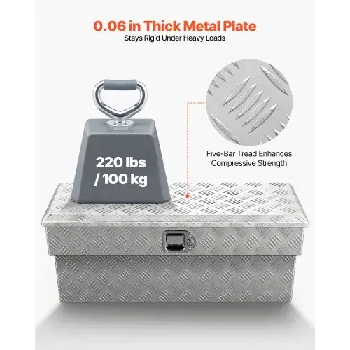VEVOR Werkzeugkasten für Ladefläche, Aluminium-Staukasten mit Profilmuster, Aufbewahrung-Organizer mit Schloss & Schlüssel, ideal für Lkw, Pickup, Wohnmobil, Anhänger, 864x305x390 mm VEVOR Werkzeugkasten für Ladefläche, Aluminium-Staukasten mit Profilmuster, Aufbewahrung-Organizer mit Schloss & Schlüssel, ideal für Lkw, Pickup, Wohnmobil, Anhänger, 864x305x390 mm
