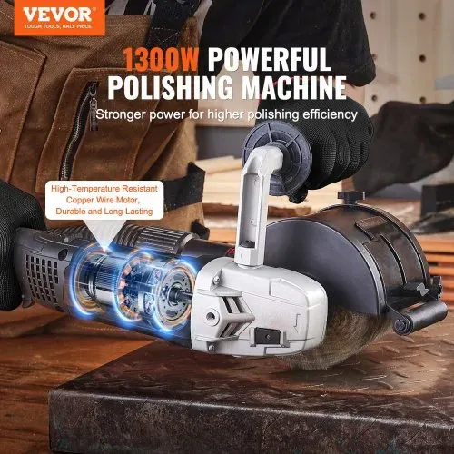 VEVOR Poliermaschine, 1300 W, 6 variable Geschwindigkeiten, Oberflächenbearbeitungswerkzeug, handgeführte elektrische Metall-Poliermaschine mit Stahldraht-Polierrad für Edelstahl VEVOR Poliermaschine, 1300 W, 6 variable Geschwindigkeiten, Oberflächenbearbeitungswerkzeug, handgeführte elektrische Metall-Poliermaschine mit Stahldraht-Polierrad für Edelstahl