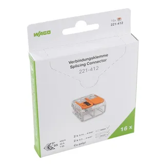 Wago Serie 221 – 2*4mm (16 Stück Retail) Wago Serie 221 – 2*4mm (16 Stück Retail)