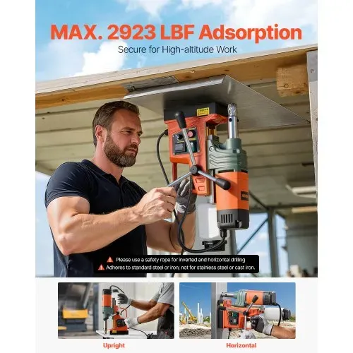 VEVOR Magnetbohrmaschine, 1450-W-Motor, 50 mm Kernbohrdurchmesser, 13000 N Magnetkraft, Elektrische Kernbohrmaschine mit 6 Kernbohrern, Variable Drehzahl, Bohrmaschine für Metalloberflächen – Bild 4