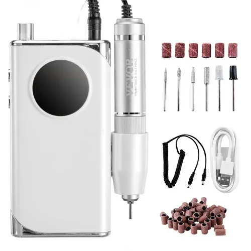 VEVOR Elektrischer Nagelbohrer, tragbarer E-Nagelfräser mit 40.000 U/min, Acryl-Gel-Schleifwerkzeug mit LCD-Display und 6 Bits und 50 Schleifbändern für Maniküre, Pediküre, Schnitzen und Polieren – Bild 8