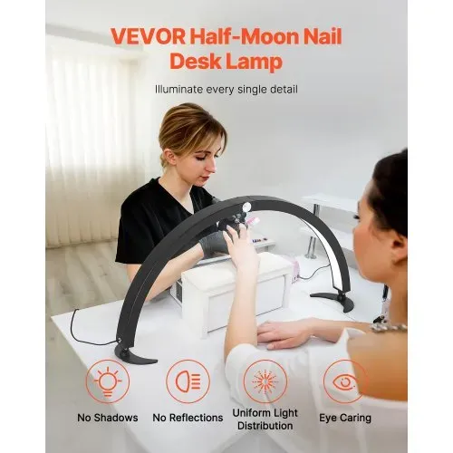 VEVOR Desktop Halbmondlicht für Nägel mit Telefonhalter (40 W 735 mm lang) Nageltechniklicht, Nageltischlampe mit einstellbarer Helligkeit, LED-Tischleuchte für Nageltechniker Wimpernverlängerung VEVOR Desktop Halbmondlicht für Nägel mit Telefonhalter (40 W 735 mm lang) Nageltechniklicht, Nageltischlampe mit einstellbarer Helligkeit, LED-Tischleuchte für Nageltechniker Wimpernverlängerung