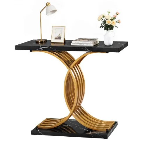 VEVOR Konsolentisch Eingangtisch hinter dem Sofa (100 x 30 x 81 cm / L x B x H), rechteckiger Beistelltisch aus MDF + Stahlrohre für Flur Schlafzimmer Wohnzimmer Foyer, Flurtisch Golden VEVOR Konsolentisch Eingangtisch hinter dem Sofa (100 x 30 x 81 cm / L x B x H), rechteckiger Beistelltisch aus MDF + Stahlrohre für Flur Schlafzimmer Wohnzimmer Foyer, Flurtisch Golden