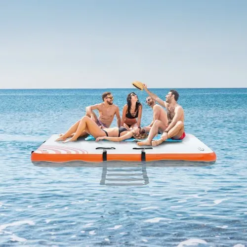 VEVOR Aufblasbares Schwimmdock, 1,82 x 1,52 m Dockplattform, rutschfeste Wasserschwimmdockmatte mit tragbarer Tragetasche und abnehmbarer Leiter, schwimmende Plattform-Inselfloß für Pool, Strand, Meer – Bild 7