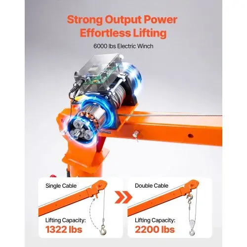 VEVOR Pickup-Kran Ladekran mit 12V Elektrischer Seilwinde 998kg Tragkraft, Hebekran für Werkstatt Baustelle Lager Forstwirtschaft, Teleskopausleger, 360° Drehkranz, Fernbedienung, Kohlenstoffstahl – Bild 2