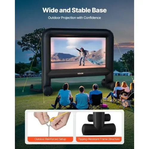 VEVOR aufblasbare Filmleinwand Projektion Beamer Leinwand aus 600D, Projektionsleinwand mit tragbarer Aufbewahrungstasche, 16:9, Filmprojektion für Heimkino Mottoparty Poolspaß ( 378 x 130 x 317 cm) – Bild 4