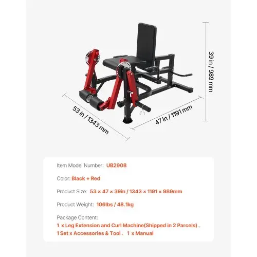 VEVOR Beinstrecker und Curl-Maschine, sitzende Bein-Drehstrecker für die Oberschenkel, verstellbares Gerät für Spezialübungen des Unterkörpers, Heim-Fitnessstudio Trainingsbank (317 kg belastbar) – Bild 6