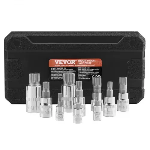 VEVOR XZN Dreikant Spline Bit Steckschlüsselsatz, 10-teilig M4 – M18, hochwertiger Cr-V-Stahl, 1/4 Zoll, 3/8 Zoll und 1/2 Zoll Antriebe, mit verbessertem Aufbewahrungskoffer, für Automobil – Bild 8