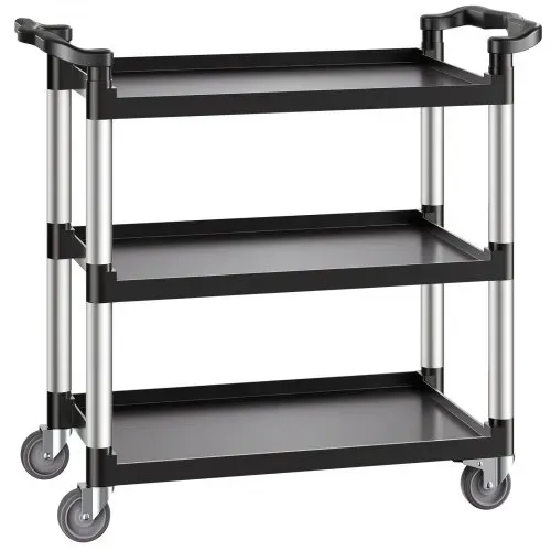 VEVOR Mehrzweckwagen, 226 kg Tragkraft, 3-stufiger Universalwagen aus Kunststoff mit 360° Schwenkrädern (2 mit Bremse), 106x49x98 cm großer Servierwagen für Lager, Büro, Zuhause, Restaurant, Küche – Bild 8