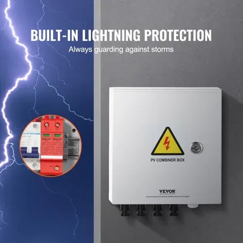 VEVOR PV-Combiner-Box, 4-String, Solar-Combiner-Box mit 15 A Nennstromsicherung, 63 A Leistungsschalter, Blitzableiter und Solaranschluss, Stahlgehäuse für On-/Off-Grid-Solarpanelsystem, IP65 – Bild 4