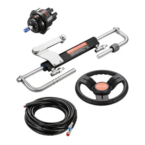 VEVOR 90 PS hydraulisches Außenborder-Lenkset, hydraulisches Bootslenksystem mit 342,9 mm Lenkrad, Steuerpumpe, Hydraulikzylinder und zwei 7924,8 mm Schläuchen für Einzelstation-Einmotorboote VEVOR 90 PS hydraulisches Außenborder-Lenkset, hydraulisches Bootslenksystem mit 342,9 mm Lenkrad, Steuerpumpe, Hydraulikzylinder und zwei 7924,8 mm Schläuchen für Einzelstation-Einmotorboote