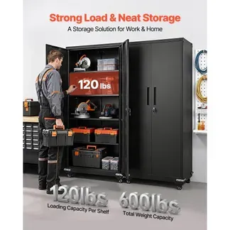 VEVOR Aktenschrank, 184,5 cm Metallschrank mit 4 Verstellbaren Einlegeböden, 2 Magnettüren & 2 Schlüsseln, Werkzeugschrank zur Aufbewahrung von Werkzeugen für Speisekammer, Lager, Keller, Büro VEVOR Aktenschrank, 184,5 cm Metallschrank mit 4 Verstellbaren Einlegeböden, 2 Magnettüren & 2 Schlüsseln, Werkzeugschrank zur Aufbewahrung von Werkzeugen für Speisekammer, Lager, Keller, Büro
