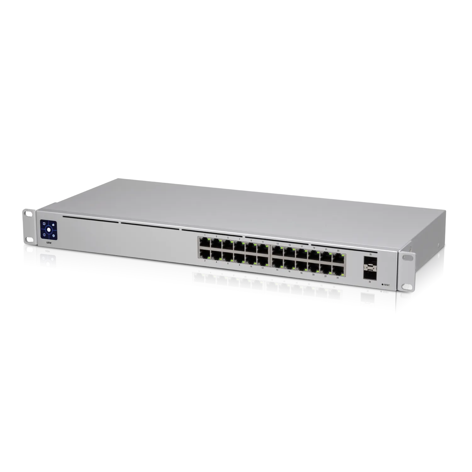 Ubiquiti Switch smart managed Layer2 26 Port • 24x GbE • 2x SFP • 19″ • Lüfterlos • UniFi • USW-24 Ubiquiti Switch smart managed Layer2 26 Port • 24x GbE • 2x SFP • 19″ • Lüfterlos • UniFi • USW-24