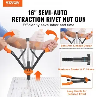 VEVOR Nietmutternzange-Set Blindnietmutternzange 410 mm, Nietenzange 13 Sätze von Muttern & Dornen, Nietmutterwerkzeug M3 M4 M5 M6 M8 M10 M12 Profi Handnietzange, Nietmaschine Gewinde Nuss Nieten VEVOR Nietmutternzange-Set Blindnietmutternzange 410 mm, Nietenzange 13 Sätze von Muttern & Dornen, Nietmutterwerkzeug M3 M4 M5 M6 M8 M10 M12 Profi Handnietzange, Nietmaschine Gewinde Nuss Nieten