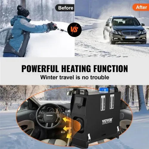 VEVOR 12V 5-8KW Standheizung Diesel Auto Kraftstoff, Diesel Standheizung Luftheizung Air Diesel, Luft Dieselheizung für Auto RV LKW Wohnmobil Bus mit Fernbedienung schwarz LCD schalter & 1 Luftauslass – Bild 2