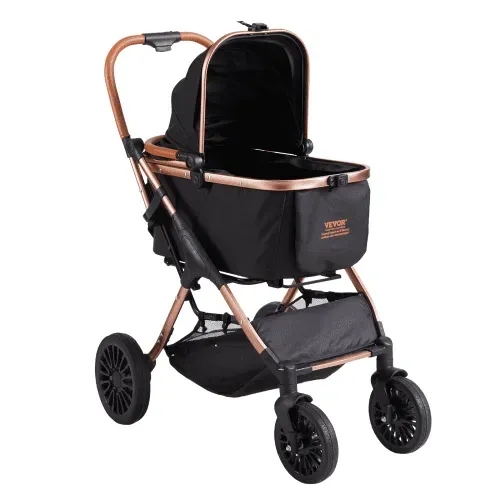 VEVOR Hundebuggy 59x85x105cm Hundewagen 30kg Tragfähigkeit Faltbarer Hundetrolley Aluminium-Rahmen 800D Oxford-Gewebe Nylon-Netzfenster 4 PU-Räder Hundebox Tierbuggy Katzenbuggy Haustier Transport – Bild 9
