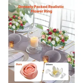 VEVOR Künstlicher Blumenkranz, 340x340x90 mm, Kunstblumenkranz mit rosa & weißen Rosen, Blumenarrangement-Mittelstück für Valentinstag, Muttertag, Party, Hochzeit & Tischdekoration, 10 Stk. VEVOR Künstlicher Blumenkranz, 340x340x90 mm, Kunstblumenkranz mit rosa & weißen Rosen, Blumenarrangement-Mittelstück für Valentinstag, Muttertag, Party, Hochzeit & Tischdekoration, 10 Stk.
