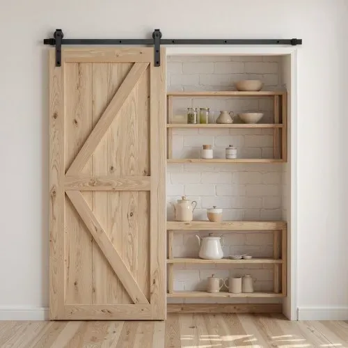 VEVOR Schiebetürsystem 2 m Laufschiene, Tragkraft 150 kg, kompatibel mit 91,4–101,6 cm Breite & 3,5-4,5 cm Dicke, einzelne Schiebetür im Scheunenstil, Schiene & J-förmige Rolle, schwarz – Bild 7