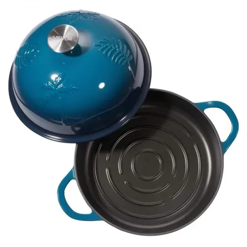 VEVOR Schmortopf aus emailliertem Gusseisen, 4,73 L Dutch Oven zum Backen von Sauerteigbrot, robuster Kochtopf mit Deckel & 2 Griffen, geeignet bis 260 °C, Brottopf zum Kochen und Braten – Bild 9