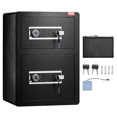 VEVOR Safe Tresor mit feuerfester Geldtasche, Doppeltüren-Safe 3,5 Kubikfuß, 2 höhenverstellbare Trennwände, digitaler Möbeltresor mit Schlüssel, Code, Safe für Geld Schmuck Wertsachen, Schwarz – Bild 8