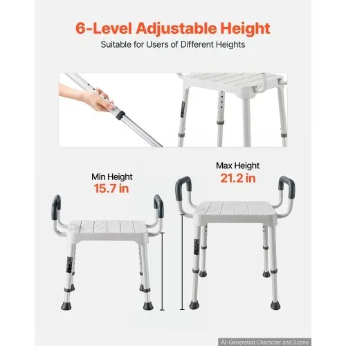 VEVOR Duschhocker 181,4 kg Belastbar, 6-stufig Höhenverstellbarer Badewannenhocker, Rutschfeste TPR-Gummifüße, Rahmen aus Aluminiumlegierung für Senioren, Menschen mit Behinderung und Verletzte VEVOR Duschhocker 181,4 kg Belastbar, 6-stufig Höhenverstellbarer Badewannenhocker, Rutschfeste TPR-Gummifüße, Rahmen aus Aluminiumlegierung für Senioren, Menschen mit Behinderung und Verletzte