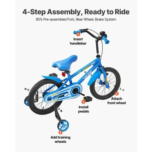 VEVOR Kinderfahrrad, 18 Zoll BMX-Stil-Fahrrad mit Stützrädern, empfohlene Kindergröße 110-140 cm, robust & einfach zu montieren, Kleinkinderfahrrad für Jungen & Mädchen zum Fahrradlernen, blau – Bild 5