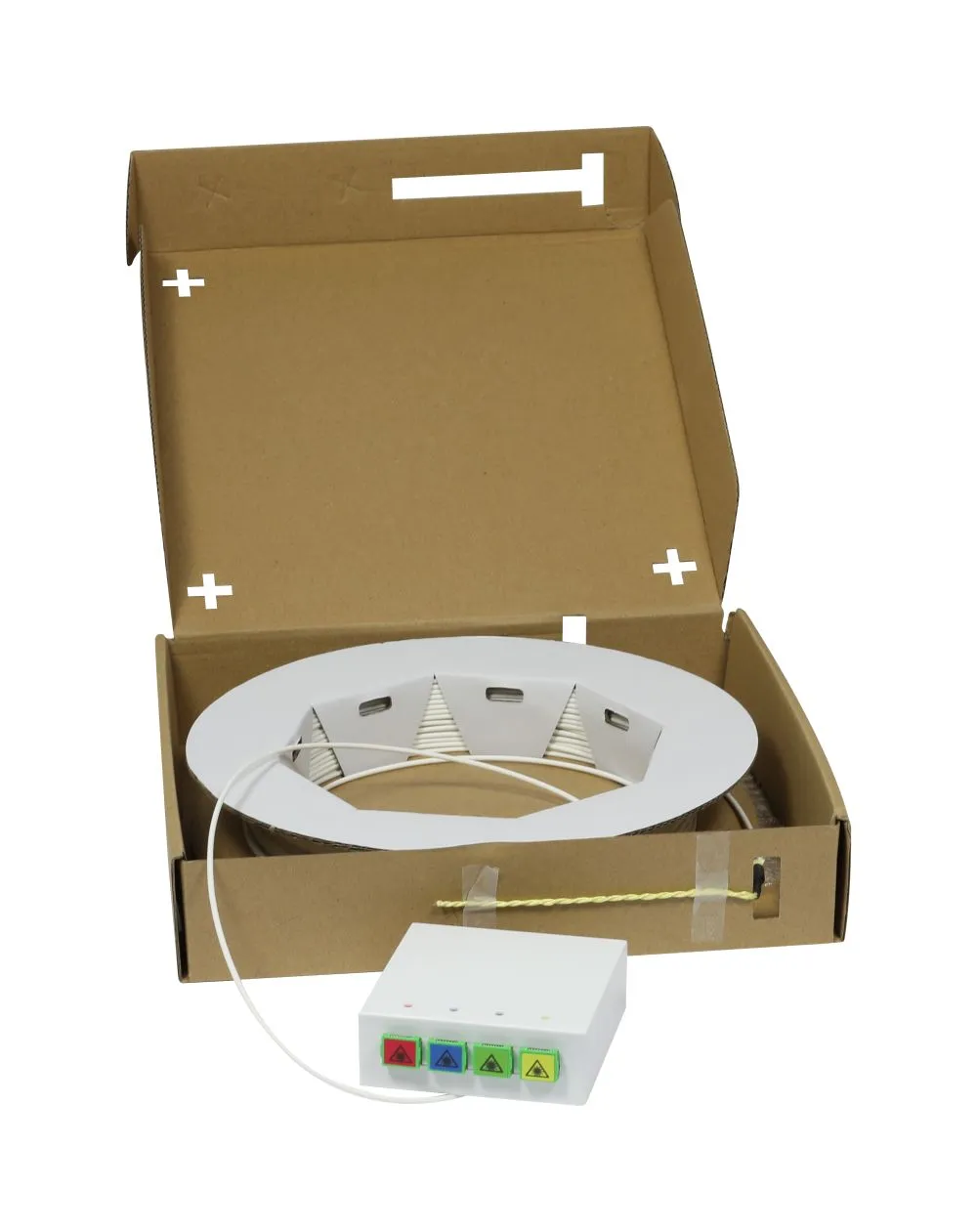 LWL-FTTH Compact Box vorkonfektioniert, 4xSC/APC -> open End, 40m, 9/125u, G.657.A2, 4-Faser, OD=2.2mm, Synergy 21 LWL-FTTH Compact Box vorkonfektioniert, 4xSC/APC -> open End, 40m, 9/125u, G.657.A2, 4-Faser, OD=2.2mm, Synergy 21