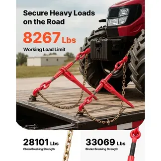 VEVOR Kette und Binder Kit 3/8in-1/2in, Ratsche Last Bindemittel 9215lbs Arbeitsstärke, Ratsche Bindemittel und Ketten, 3/8in x 10ft Ketten mit G70 Haken, für LKW, Tie Down, Schleppen, Abschleppen VEVOR Kette und Binder Kit 3/8in-1/2in, Ratsche Last Bindemittel 9215lbs Arbeitsstärke, Ratsche Bindemittel und Ketten, 3/8in x 10ft Ketten mit G70 Haken, für LKW, Tie Down, Schleppen, Abschleppen