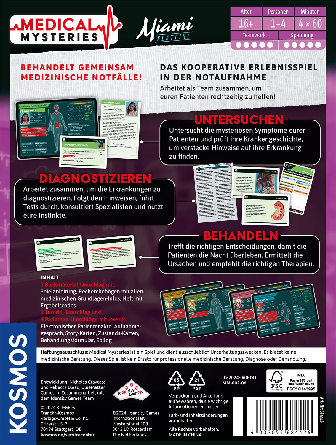 Kosmos Medical Mysteries - Miami Flatline 60 min Brettspiel Abzug – Bild 2