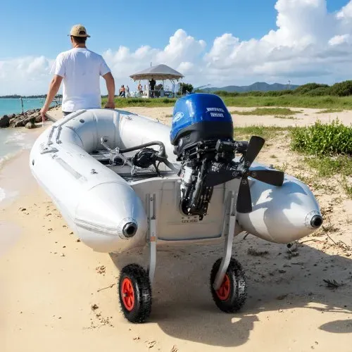 VEVOR Slipräder für Boote (226,8 kg belastbar) 304,8 mm Heckrad aus Aluminiumlegierung mit aufblasbaren Gummireifen, klappbare Slipräder mit 4 Schnellspannstiften für 4 m aufblasbare Fischerboote – Bild 7