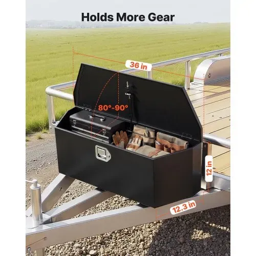 VEVOR Deichselbox Truckbox 914 x 314 x 305 mm aus Stahl, 50 kg Belastbare Werkzeugaufbewahrungsbox mit Schloss & Schlüsseln, Anhängerbox für Pickup-Ladeflächen Wohnmobile SUVs Geländewagen, Schwarz VEVOR Deichselbox Truckbox 914 x 314 x 305 mm aus Stahl, 50 kg Belastbare Werkzeugaufbewahrungsbox mit Schloss & Schlüsseln, Anhängerbox für Pickup-Ladeflächen Wohnmobile SUVs Geländewagen, Schwarz