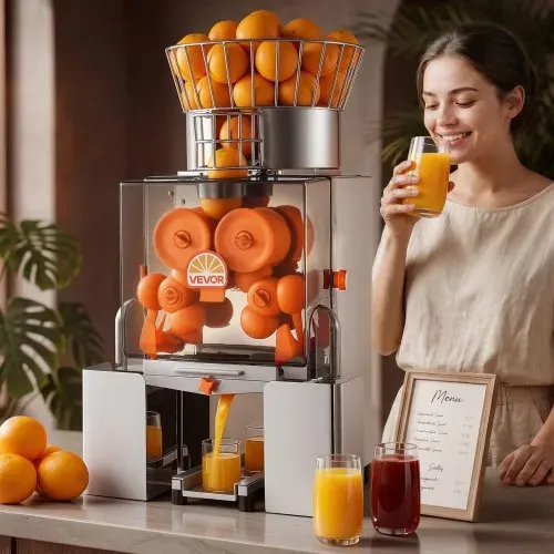 VEVOR Gewerbliche Orangenpresse Edelstahl Zitruspresse 120 W PC-Abdeckung, Saftpresse für bis zu 20 Orangen pro Minute, Entsafter für Zitronen Zitrusfrüchte Granatäpfel mit 2 Schalenbehältern – Bild 7