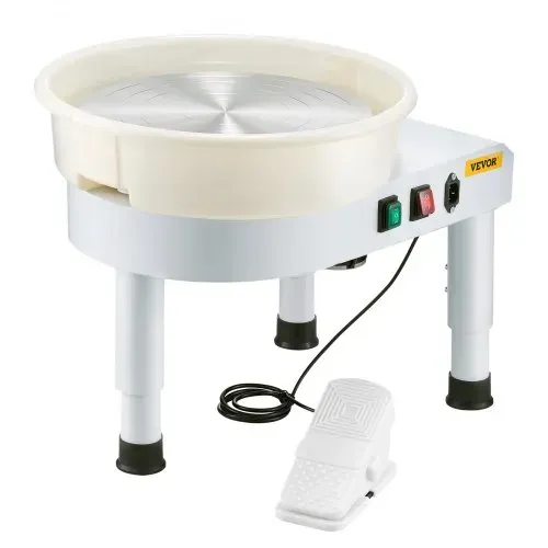 VEVOR Töpferscheibe Keramik-Radformmaschine 450 W (35 cm) mit einstellbarem Pedal & Hubbein & abnehmbarem Becken, Töpferformmaschine mit komplettem Zubehör für Kunst Handwerk Heimwerken, weiß – Bild 10