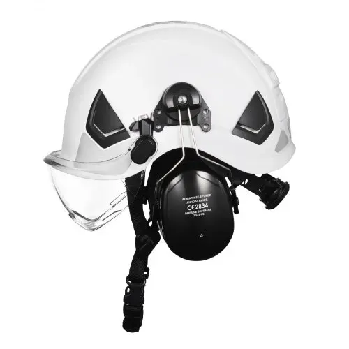 VEVOR Schutzhelm ANSI/ISEA Z89.1-zugelassener ABS-Sicherheitshelm mit Visier & Ohrenschützern, verstellbarer Industriehelm belüfteter Bauhelm Arbeitshelm für Industriebau Arbeitskleidung Weiß – Bild 9