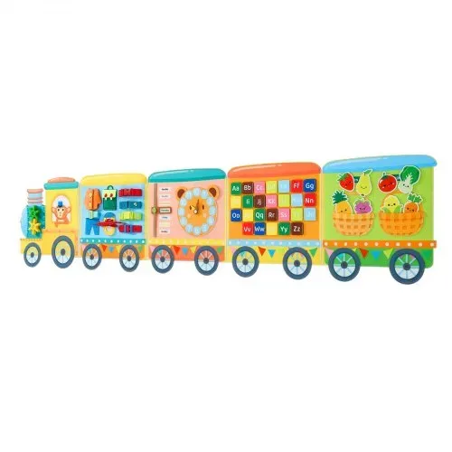 VEVOR Montessori Busy Board 14-in-1 Faltbares Wandmotorikbrett Zugthema, Aktivitätsbrett zur Bildung & Frühe Entwicklung für Kinder, Filzstoff, mit Buchstaben Früchten, Gemüse Uhr & Lernelementen – Bild 10