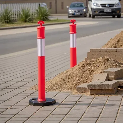 VEVOR Verkehrsleitpfosten Leitpfosten 6 Stk. (114 cm) mit beschwertem Sockel & Reflektorstreifen, robuste Leitpfosten für Baustellen, Parkplätze, Absperrpfosten zur Steuerung von Menschenmengen, rot – Bild 7